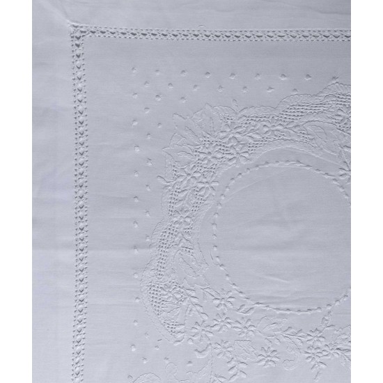Silk Fashion Χειροποιητο Σεντονι 624 Τεσσαρων Τεμαχιων (225Cm X 270Cm) Λευκο