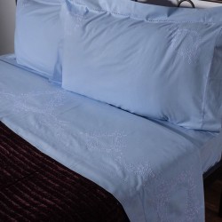 Silk Fashion Χειροποιητο Σεντονι 624 Τεσσαρων Τεμαχιων (225Cm X 270Cm) Σιέλ