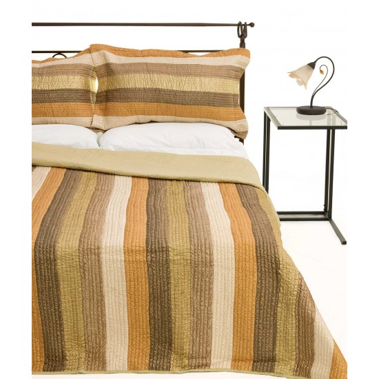 Silk Fashion Κουβερλι Σετ (160Cm X 220Cm + 1 X 50Cm X 70Cm) 6329 Λαδί