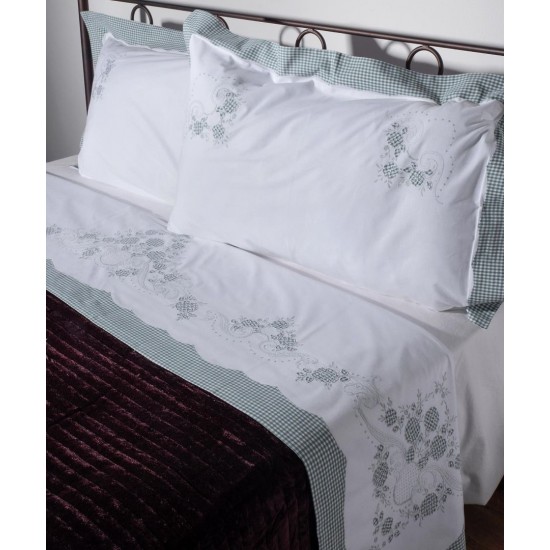 Silk Fashion Χειροποιητο Σεντονι 644-1 Τριων Τεμαχιων (225Cm X 270Cm) Πρασινο
