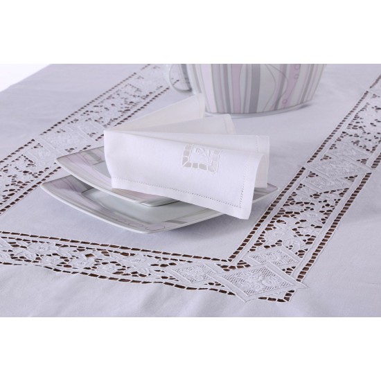 Silk Fashion Χειροποίητο Τραπεζομάντηλο 682 (170Cm X 170Cm) Λευκό