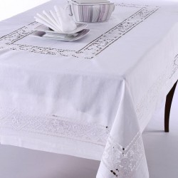 Silk Fashion Χειροποίητο Τραπεζομάντηλο 682 (170Cm X 220Cm) Λευκό