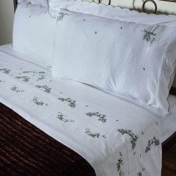 Silk Fashion Χειροποιητο Ροκοκο Σεντονι 7003 Τεσσαρων Τεμαχιων (225Cm X 270Cm) Λευκο/Σιελ