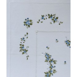 Silk Fashion Χειροποιητο Ροκοκο Σεντονι 7003 Τεσσαρων Τεμαχιων (225Cm X 270Cm) Λευκο/Σιελ