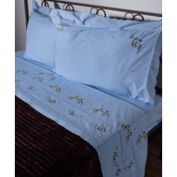 Silk Fashion Χειροποιητο Ροκοκο Σεντονι 7003 Τεσσαρων Τεμαχιων (225Cm X 270Cm) Σιελ