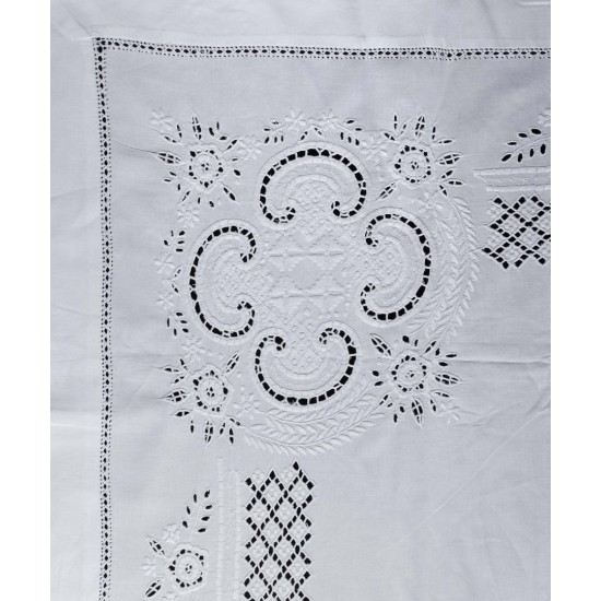 Silk Fashion Χειροποιητο Σεντονι 710 Τριων Τεμαχιων (225Cm X 270Cm) Λευκο