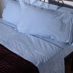 Silk Fashion Χειροποιητο Σεντονι 710 Τεσσαρων Τεμαχιων (225Cm X 270Cm) Σιελ