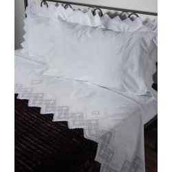Silk Fashion Χειροποιητο Σεντονι 712 Φιλτιρε Τεσσαρων Τεμαχιων (225Cm X 270Cm) Λευκο
