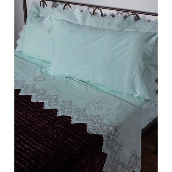 Silk Fashion Χειροποιητο Σεντονι 712 Φιλτιρε Τεσσαρων Τεμαχιων (225Cm X 270Cm) Πρασινο