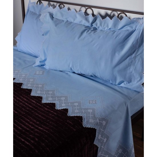 Silk Fashion Χειροποιητο Σεντονι 712 Φιλτιρε Τεσσαρων Τεμαχιων (225Cm X 270Cm) Σιελ
