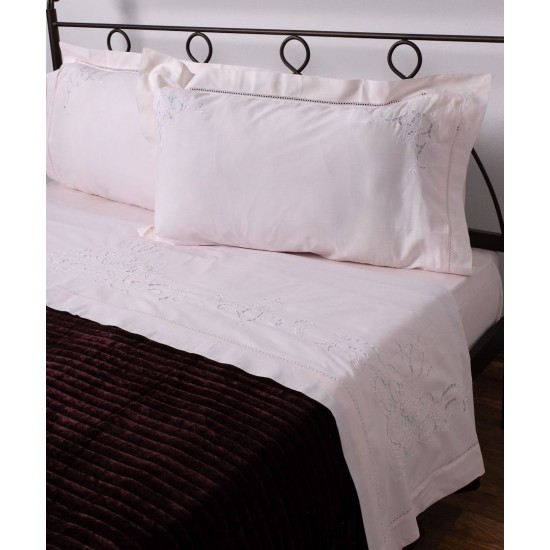 Silk Fashion Χειροποιητο Κοφτο Σεντονι 800 Τεσσαρων Τεμαχιων (225Cm X 270Cm) Ροζ