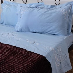 Silk Fashion Χειροποιητο Κοφτο Σεντονι 800 Τεσσαρων Τεμαχιων (225Cm X 270Cm) Σιελ