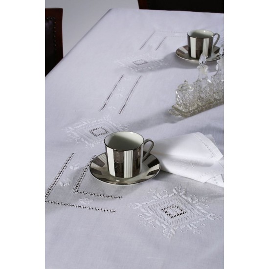 Silk Fashion Χειροποίητο Τραπεζομάντηλο 8122 (170Cm X 220Cm) Λευκό