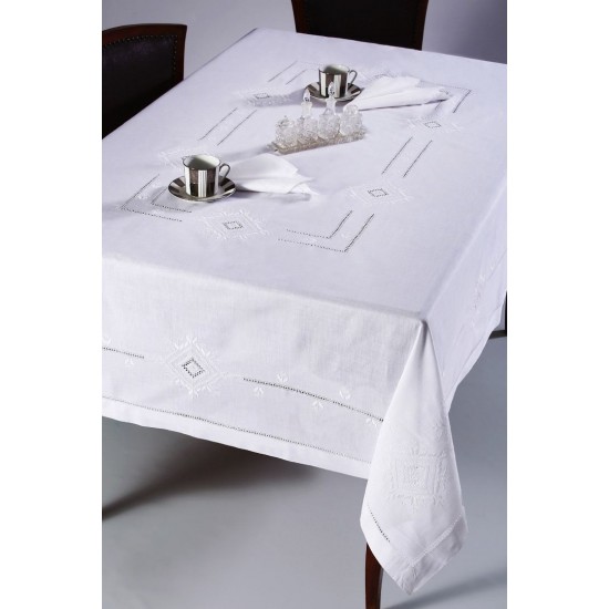 Silk Fashion Χειροποίητο Τραπεζομάντηλο 8122 (170Cm X 220Cm) Λευκό