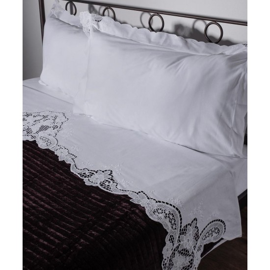 Silk Fashion Χειροποιητο Κηπουρ Σεντονι 8376 Τεσσαρων Τεμαχιων (225Cm X 270Cm) Λευκο