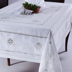 Silk Fashion Χειροποίητο Τραπεζομάντηλο 8702 (170Cm X 220Cm) Λευκό