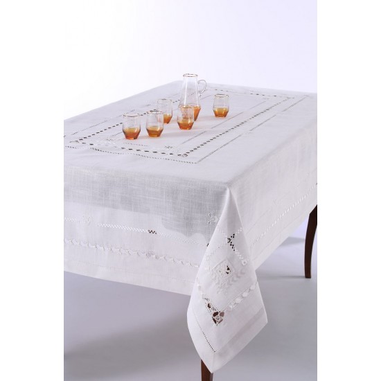 Silk Fashion Χειροποίητο Τραπεζομάντηλο 9108 (180Cm X 180Cm) Λευκό