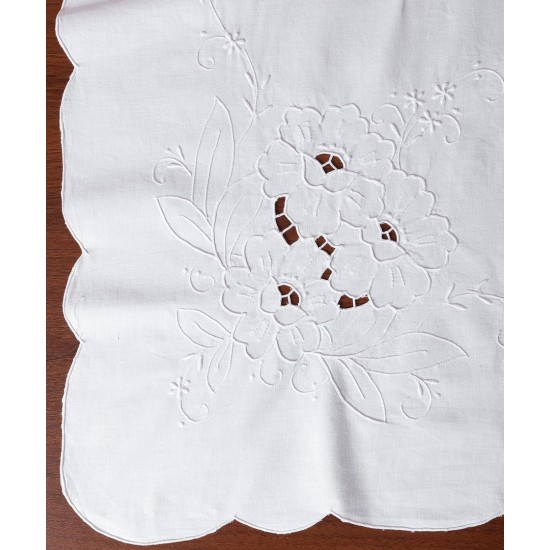Χειροποίητο κοφτό τραπεζομάντηλο 432 (180cm X 260cm) λευκό