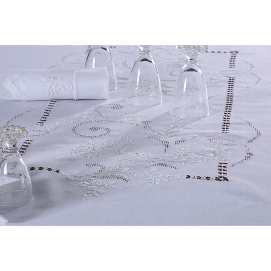 Silk Fashion Χειροποίητο Τραπεζομάντηλο 960B (170Cm X 270Cm) Λευκό