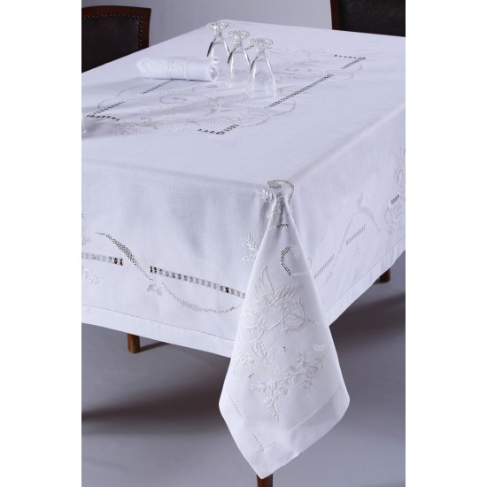 Silk Fashion Χειροποίητο Τραπεζομάντηλο 960B (170Cm X 270Cm) Λευκό