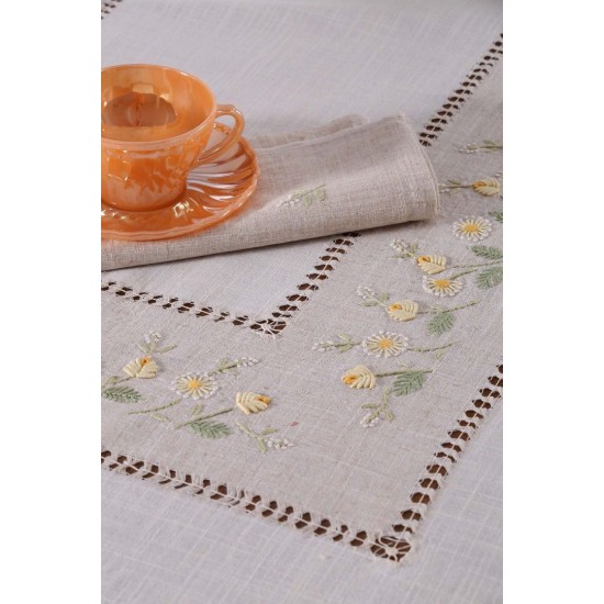 Silk Fashion Χειροποίητο Τραπεζομάντηλο 9858 (170Cm X 170Cm) Κίτρινο