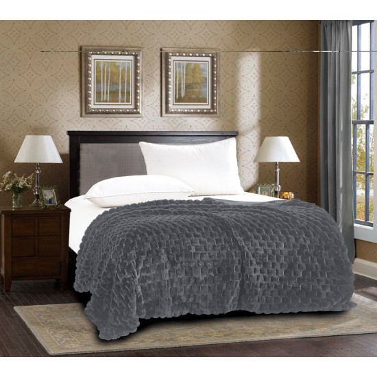 Διακοσμητική γούνινη κουβέρτα Mink (220cm X 240cm) γκρί