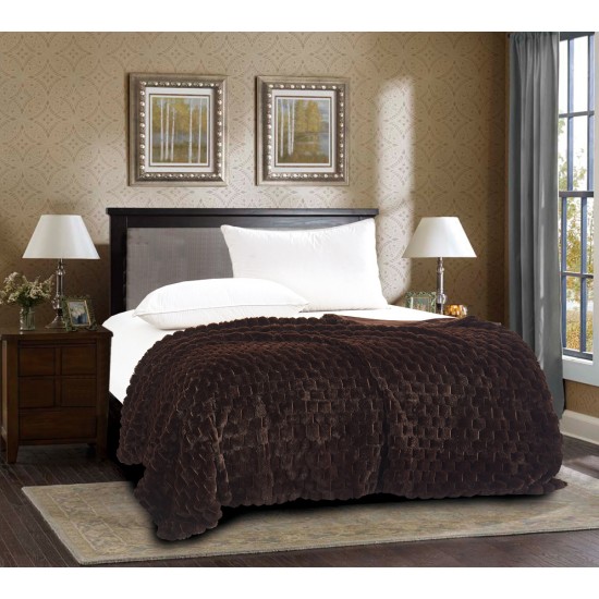 Διακοσμητική γούνινη κουβέρτα Mink (220cm X 240cm) καφέ