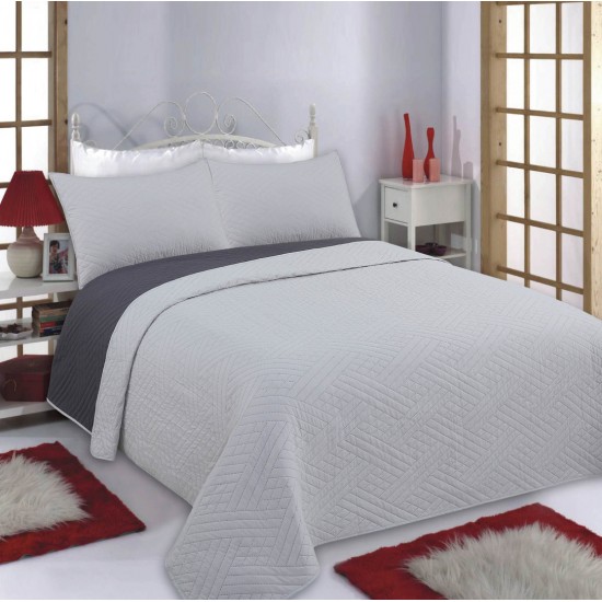 ΚΟΥΒΕΡΛΙ σετ (240cm X 260cm + 2 X 50cm X 70cm) DIAMOND γκρί/ανθρακί