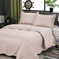 Silk Fashion Κουβερλι Σετ (220Cm X 240Cm + 2 X 50Cm X 70Cm) Dot Beige
