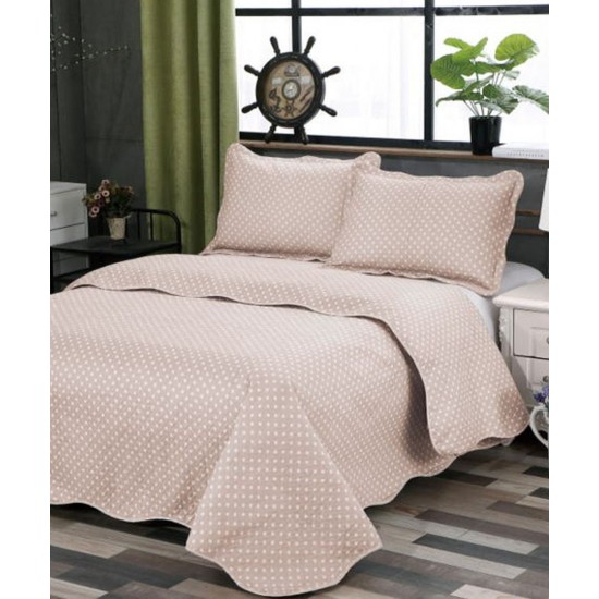 Silk Fashion Κουβερλι Σετ (220Cm X 240Cm + 2 X 50Cm X 70Cm) Dot Beige