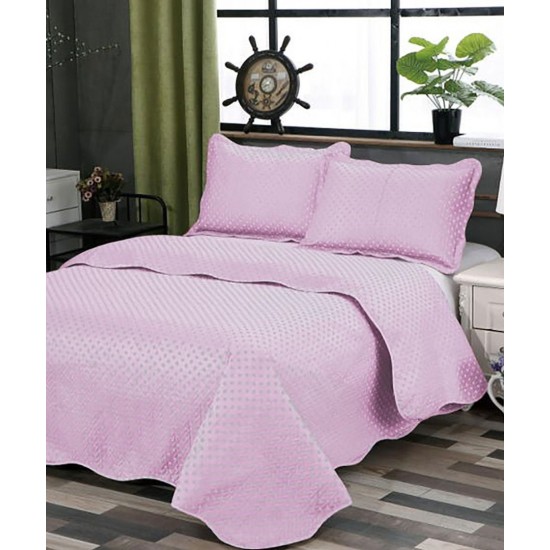 Silk Fashion Κουβερλι Σετ( 220Cm X 240Cm + 2 X 50Cm X 70Cm Dot Pink