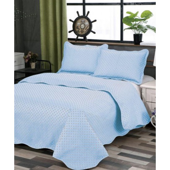 Silk Fashion Κουβερλι Σετ(160Cm X 220Cm + 1 X 50Cm X 70Cm) Dot Siel