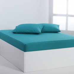 Βαμβακερό σεντόνι Essentials (165cm X 200cm + 35cm) Teal Blue