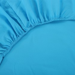 Βαμβακερό σεντόνι Essentials (165cm X 200cm + 35cm) River Blue