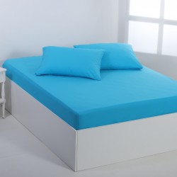 Βαμβακερό σεντόνι Essentials (125cm X 200cm + 35cm) River Blue