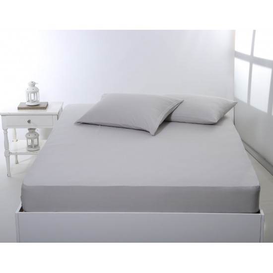 Σεντόνι με λάστιχο jersey (100cm x 200cm + 35cm) light grey