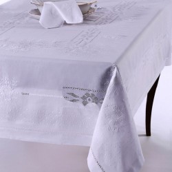 Silk Fashion Χειροποίητο Τραπεζομάντηλο Jx57B (170Cm X 220Cm) Λευκό