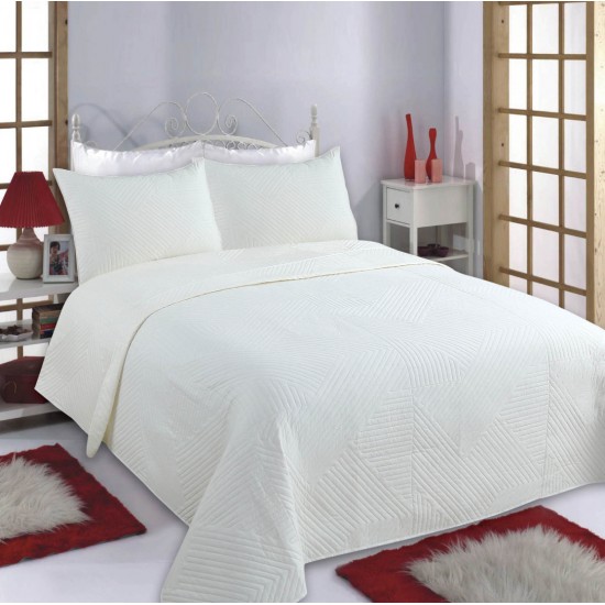 ΚΟΥΒΕΡΛΙ σετ (240cm X 260cm + 2 X 50cm X 70cm) LINES Ivory