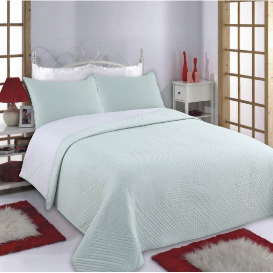 ΚΟΥΒΕΡΛΙ σετ (160cm X 220cm + 1 X 50cm X 70cm) LINES Mint/grey