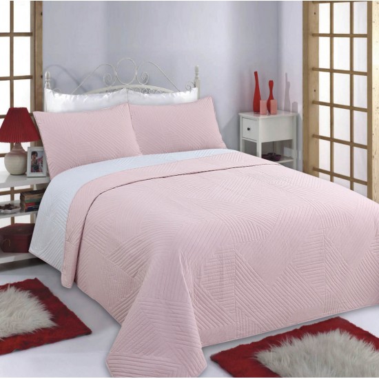 ΚΟΥΒΕΡΛΙ σετ (160cm X 220cm + 1 X 50cm X 70cm) LINES Pink/grey