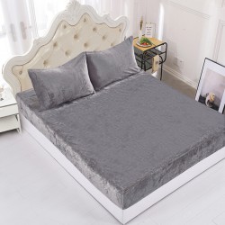 Fleece σεντόνι με λάστιχο και μαξιλαροθήκες (160cm X 200cm + 35cm) Light Grey