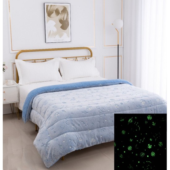 Silk Fashion Παιδικό Φωσφοριζέ Κουβερτοπάπλωμα Space (170Cm X 220Cm) Σιέλ