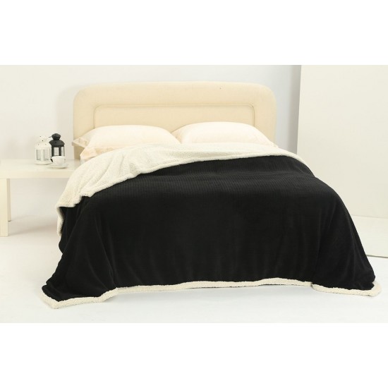 Silk Fashion Κουβέρτα Fleece Με Sherpa (220Cm X 240Cm) Pineapple Μαύρο
