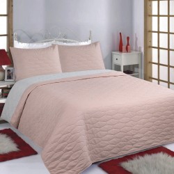 ΚΟΥΒΕΡΛΙ σετ (220cm X 240cm + 2 X 50cm X 70cm) RUBY Pink/grey