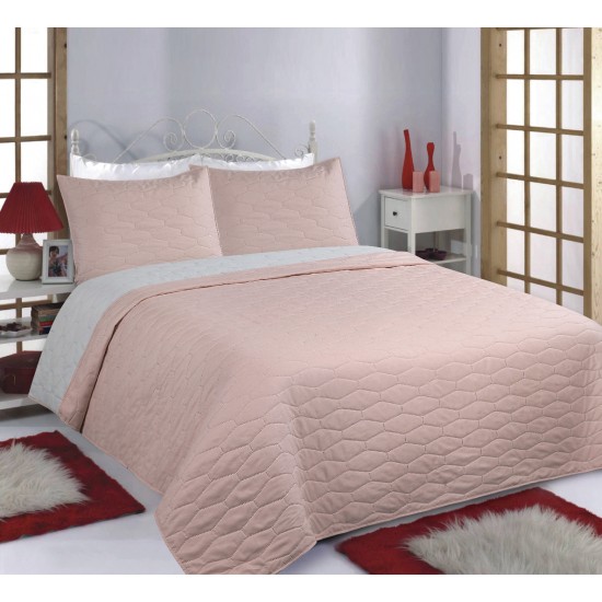 ΚΟΥΒΕΡΛΙ σετ (220cm X 240cm + 2 X 50cm X 70cm) RUBY Pink/grey
