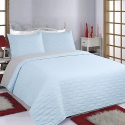 ΚΟΥΒΕΡΛΙ σετ (220cm X 240cm + 2 X 50cm X 70cm) RUBY Sky Blue/ Grey
