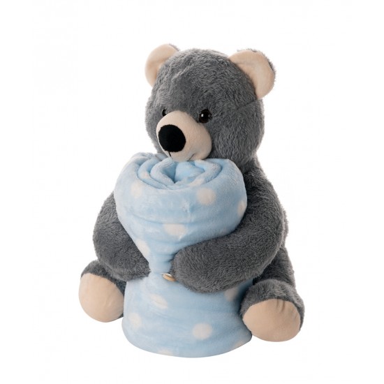 ΒΕΒΕ FLANNEL ΚΟΥΒΕΡΤΑΚΙ (80cm X 120cm) γκρί αρκουδάκι σιέλ