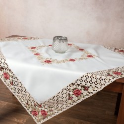 Σατέν κοφτό τραπεζοκαρέ (135cm X 135cm) 081 κόκκινο