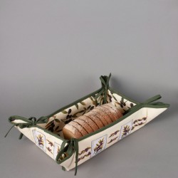 Βαμβακερή ψωμιέρα με στάμπα (33cm X 48cm) ελιά εκρού