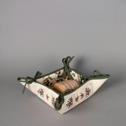 Βαμβακερή ψωμιέρα με στάμπα (35cm X 35cm) ελιά εκρού